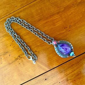 Carolyn Pollack Relios Ornate Sterling Silver Purple Amethyst Necklace